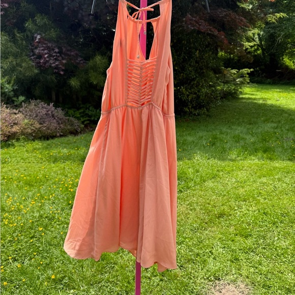 Greylin Pink Ruched Tie Front Sundress - Picture 2 of 7